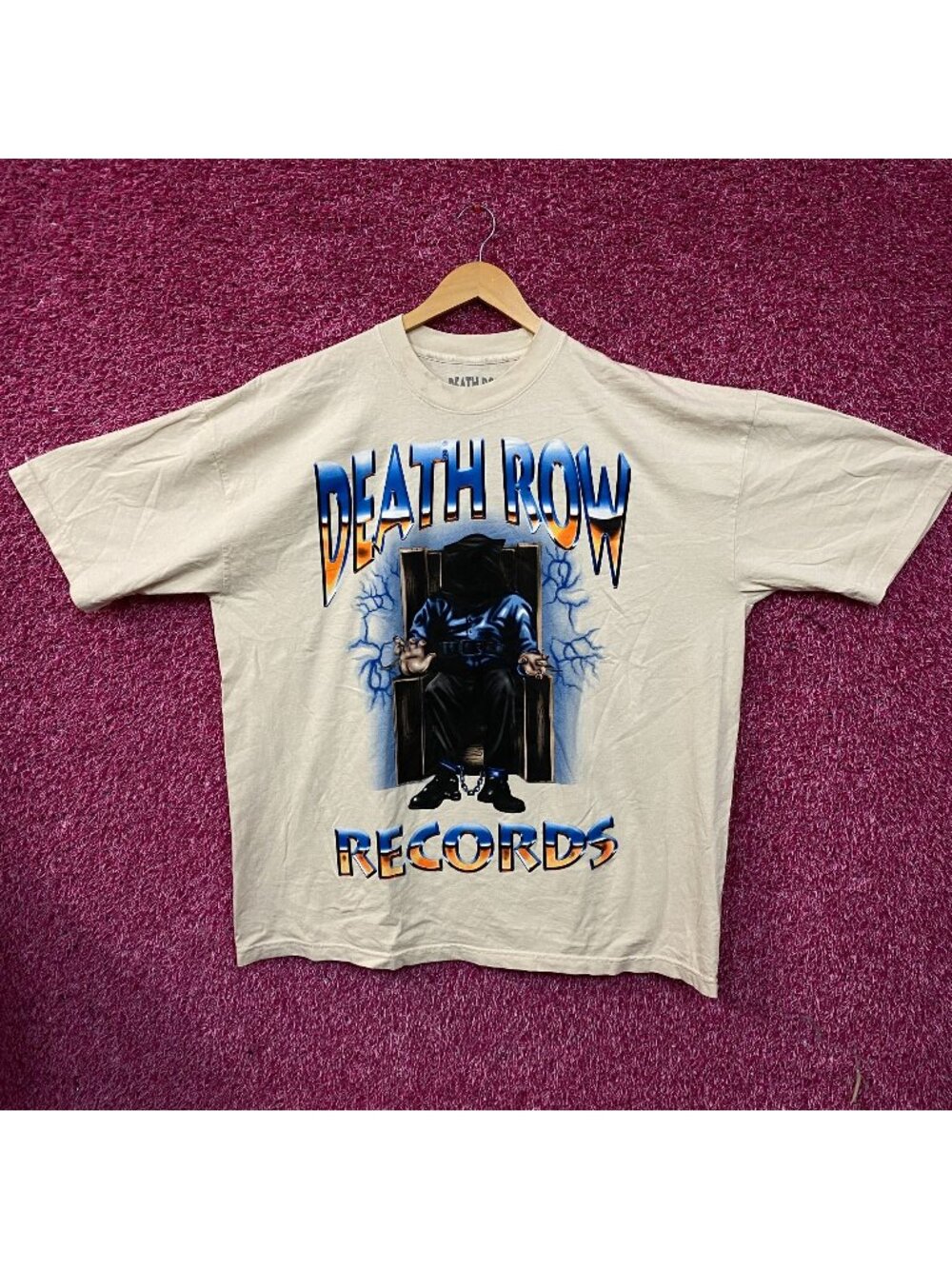 Death Row Records Puffy Electric Chair Inmate Logo Rap Tee 2XL